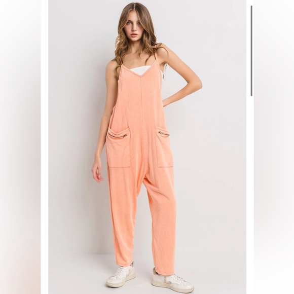 22 Mineral Washed French Terry Harem Jumpsuit - Picture 3 of 5